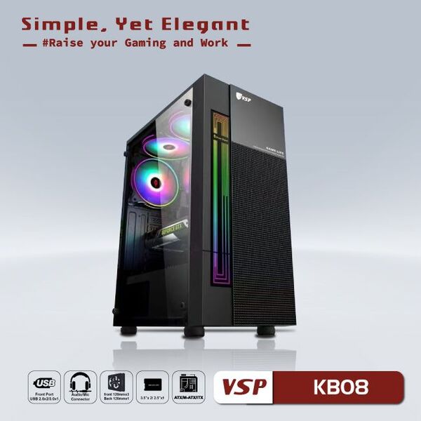 Vỏ Case VSP Esport Gaming KB08 (Black)