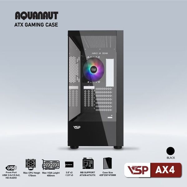 Vỏ Case VSP Gaming Aquanaut AX4 (Black)