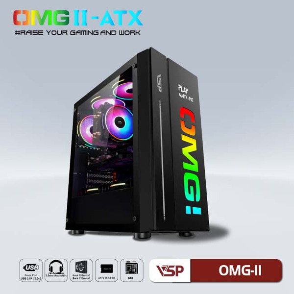 Vỏ Case VSP Led Gaming OMG II ATX (Black)