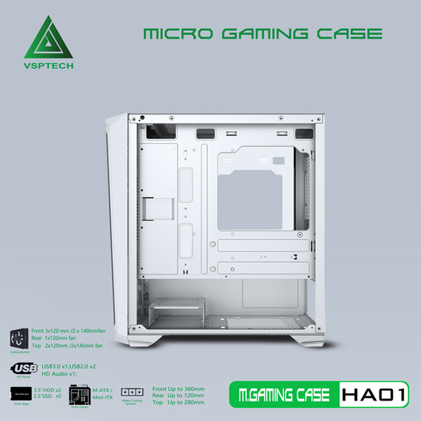 Vỏ Case VSPTECH Gaming HA01 (White)