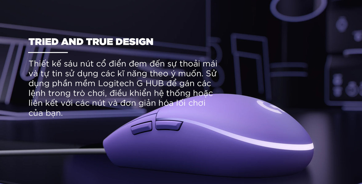 Chuột có dây Logitech G203 Lightsync RGB (Purple)