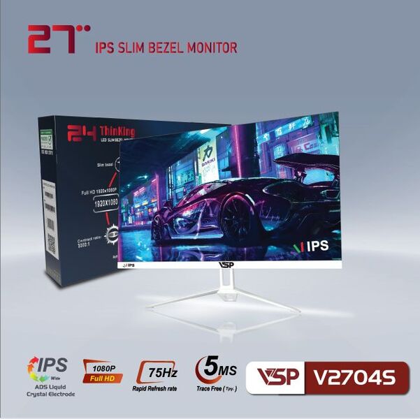 Màn hình VSP V2704S Slim Bezel 27 inch FHD IPS 75Hz 5ms (White)