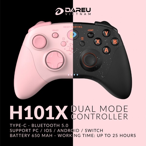Tay cầm chơi game DareU H101X - Bluetooth (Black)