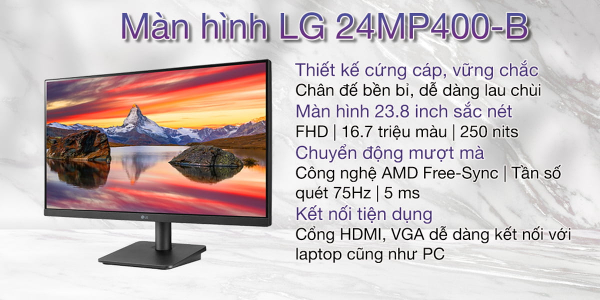 Màn hình LG 24MP400-B 24 inch FHD IPS 75Hz 5ms