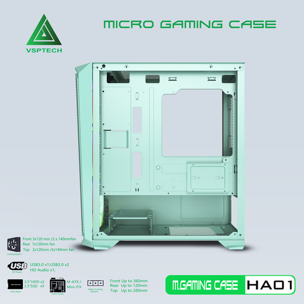 Vỏ Case VSPTECH Gaming HA01 (Green)