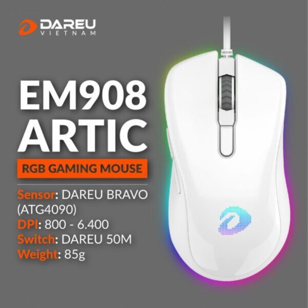 Chuột có dây DareU EM908 LED RGB (White)