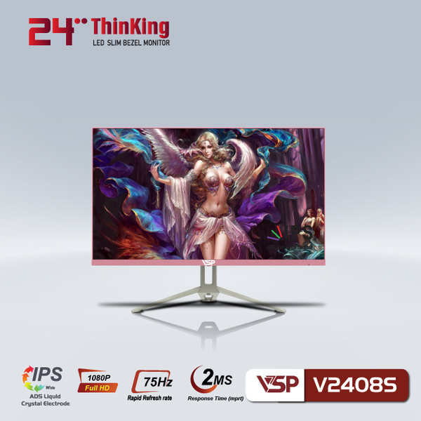 Màn hình VSP V2408S Slim Bezel 24 inch 75Hz 7ms (Pink)