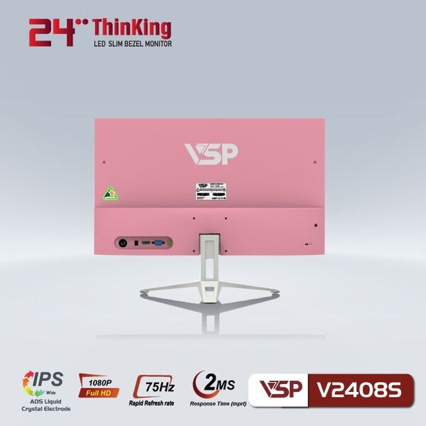 Màn hình VSP V2408S Slim Bezel 24 inch 75Hz 7ms (Pink)