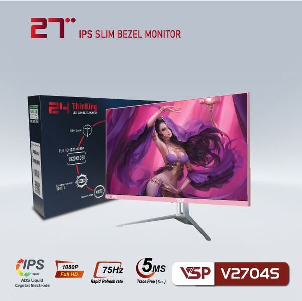 Màn hình VSP V2704S Slim Bezel 27 inch FHD IPS 75Hz 5ms (Pink)