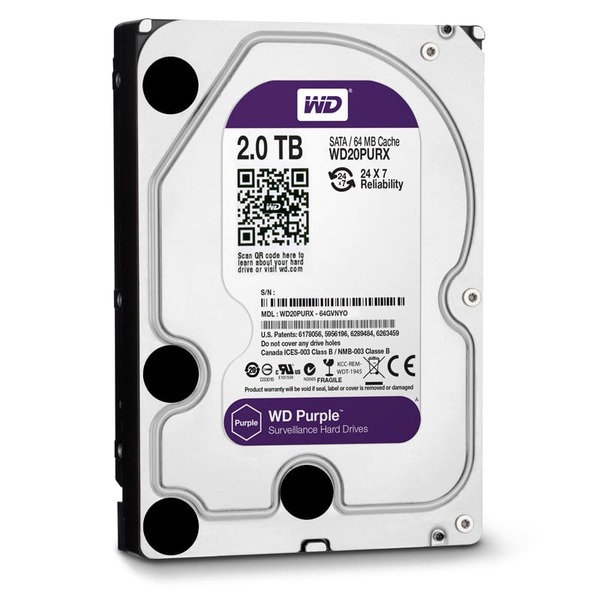 Ổ cứng HDD Western Digital Purple 2TB WD22PURZ (3.5 inch/ 5400 rpm/ 64MB/ Sata 3/ Ổ Camera)