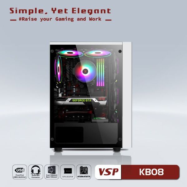 Vỏ Case VSP Esport Gaming KB08 (White)